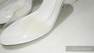 Footjob cum in shoes and cum on feet large load