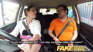 Fake Driving School Breasty curvy learners excited oral sex