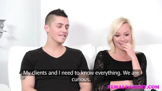 FemaleAgent mother I'd like to fuck tempts hawt pair into hawt trio