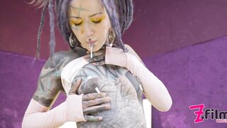 Heavily tattooed DAP trio - hardcore ANAL screw - DAP, gapes, prolapse, facefuck, facial spunk fountain (alt, emo, pun