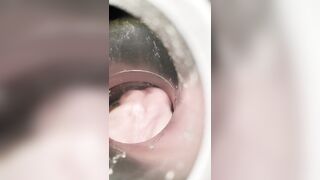 Vacuum cleaner tries to pull my clitoris into pantyhose view from inside tube