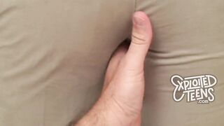 Very lustful teen with a large booty and boobs sucks a chubby shlong