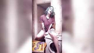 Everything can be a sex toy (rubbing cunt on the washing machine)