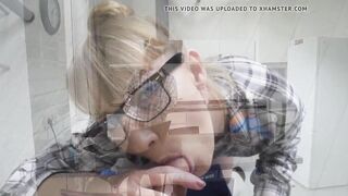 Lascivious lonely housewife with glasses screws with the plumber