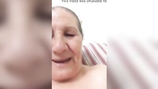 An old woman shows herself