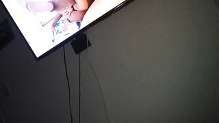 Making my sissy faggot cuckold hubby see the bids i filmed with my BBC bull during the time that I screw him