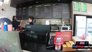 Thai teen girlfriend with an astounding butt drilled hard on a balcony after sucking