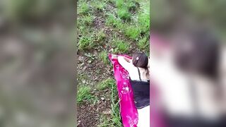 Dickflash, pervert flasher gropes youthful angel relaxing in the forest
