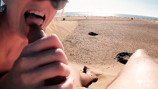 THEY SAW US! Risky fellatio & tugjob at BUSY PUBLIC BEACH - 4K - Sweetheart Tequila