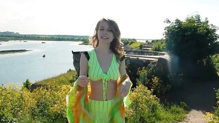 Wicked Teen Eva Gold Undresses Out Of Her Bikini And Positions Outside!