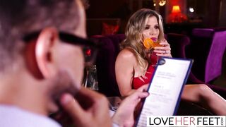 Hawt wife red high heels footjob