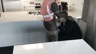 Excited Housewife Cheats With Ebony Construction Worker
