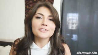 Cute teen brunette hair gave a oral to her sister's boyfriend, and that guy liked it a lot