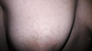 Unshaved wife in shower