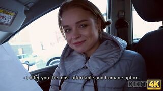 DEBT4k. Devious collector lovely debtor into sex at his place