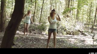 Lesbo excitement in the forest