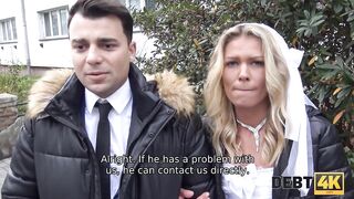 DEBT4k. Golden-Haired bride dragged into sex with loan shark near her groom