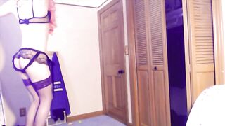 Pink sissy changing raiment into witch outfit