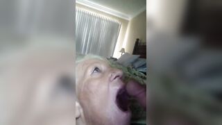 My recent granny gets cum in throat