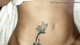 Quickie creampie slim Becky with shaggy snatch