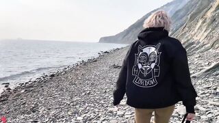 Golden-Haired Public Oral-Job Shlong and Cum in Throat by the Sea - Outdoor