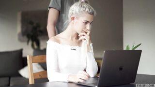 I got creampied in my constricted youthful cunt during a zoom class - Eva Elfie