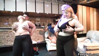Dude screws overweight party cutie in big beautiful woman bar