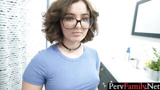Charming Step Sister In Glasses Flirts With My Dick, Sucks And Bangs - Full Movie Scene On PervFamily.Net