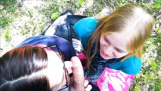 Public Three-Some at the Сity Park: Stranger Joined a Oral Job