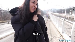 Public Agent Hawt creampie orgasm after outdoor steamy sex session