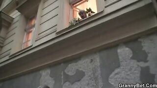 GRANNYBET - Lonely granny sucks and rides his slutty shlong