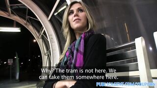PublicAgent Sexy tall hottie widens her legs for money in public