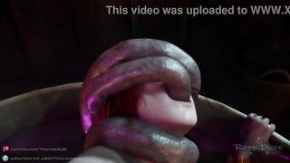 Triss being roughly banged in her bathroom by tentacles