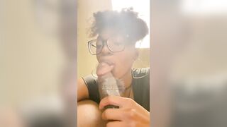 Nerdy Black Nympho with Glasses