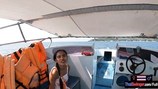 Rented a boat for a day and had sex on it with Oriental teen GF