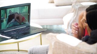 Flawless Body Brunette Hair Sarah Cute in Sneakers Gets Her Curvy Booty Nailed by Sexually Excited Stud