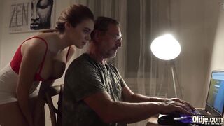 Girlfriend with large tits rides grandpapa knob this babe gets screwed hard and takes big jizz flow