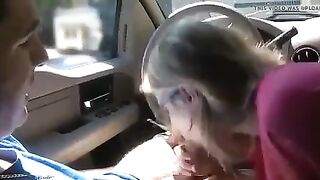 Mommy Step Son oral pleasure in car