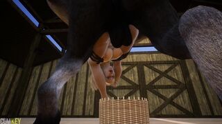 Breasty floozy gets milk from people-horses - Large Knob Monster - CG Porn Wild Life