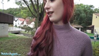 Public Agent Redhead Brit Shows Off Her Pierced Bazookas In Advance Of Basement Bang Creampie