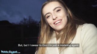 Public Agent French Chick Alba Lala Shows Off Her Tiny Bazookas on the Street