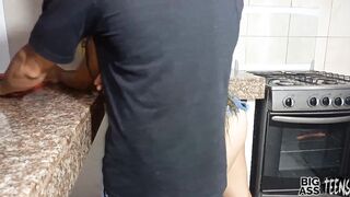 I drilled my excited stepmother in the kitchen, who was walking around in constricted garments, I didn't hold back and I put my shlong in her large butt and I cum in her cunt Xvideo Large Booty