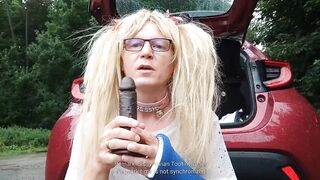 sissy task vivian tootinyforher dresse as cheap whore masturbate on public car park swallows own cum