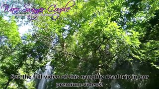 Caught screwing by waterfall in public park! Dogging POV oral job and bang
