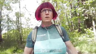 red head bimbo boobs sissy bitch public parking area exposure clothed like a slut three