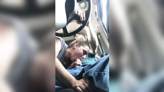 Truckers Wife Sucks all the Cum out Giving Excellent Road Head