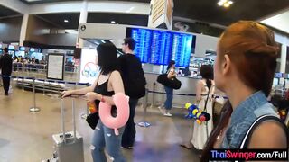 Thai girlfriend and boyfriend make a travel and then screw in the hotel one time there