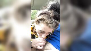 White crackhead sucks a dong and takes a load of cum in her throat at the end