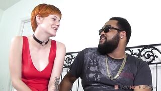 Cute Redhead gives petite ramrod an amaizing soaked bj