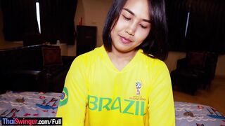 Watching the soccer World Cup with this super cute Oriental teen honey who was lustful